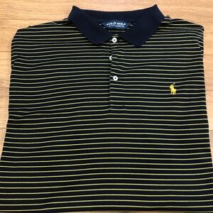Polo Golf Ralph Lauren Short Sleeve XXL Shirt Blue Gold Stripes